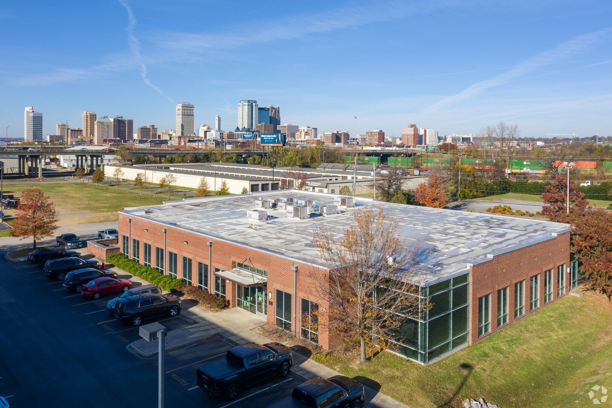 View of Navigate's Headquarters with the Downtown Birmingham in the background